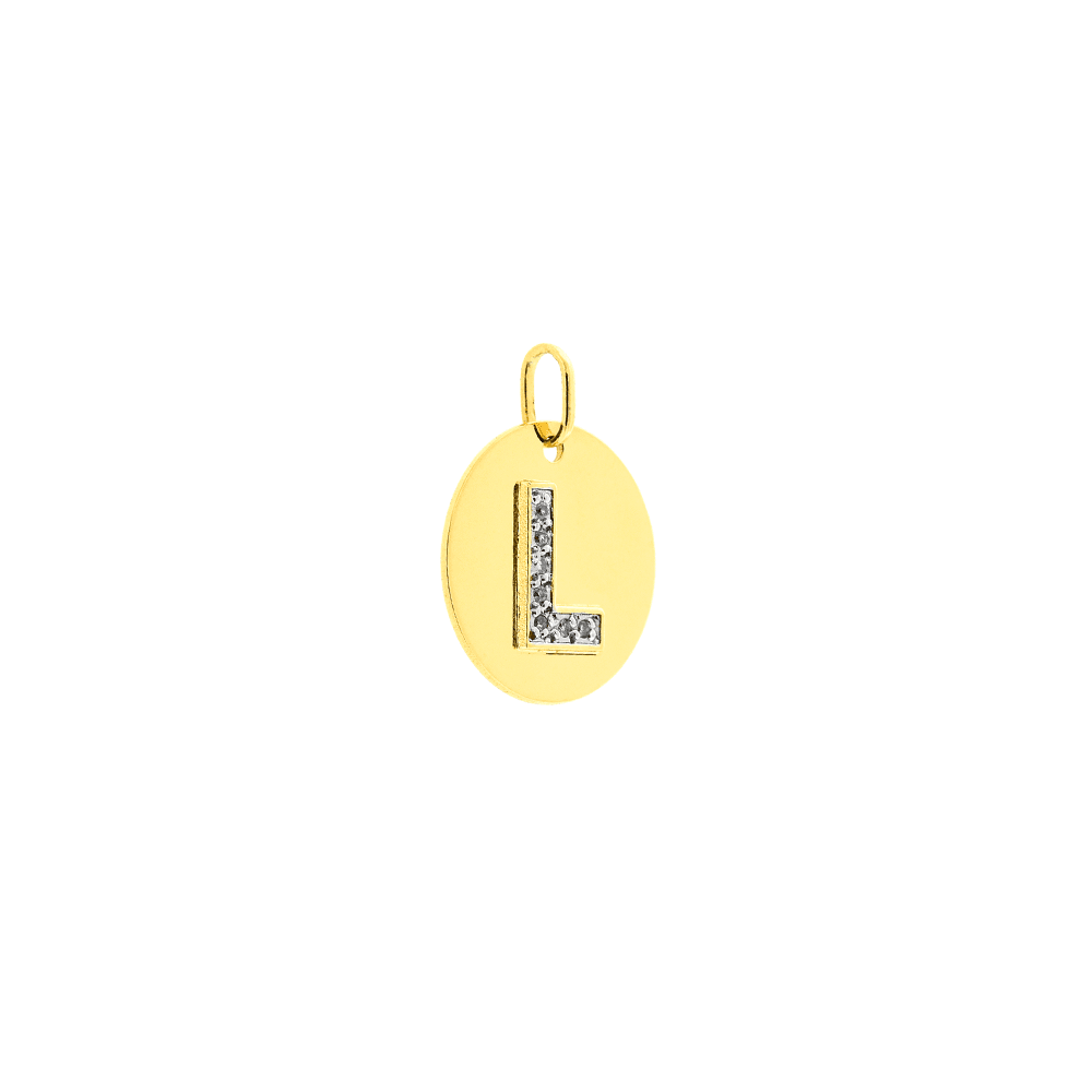 Pingente de Letra Ouro 18K com Pedras de Brilhante