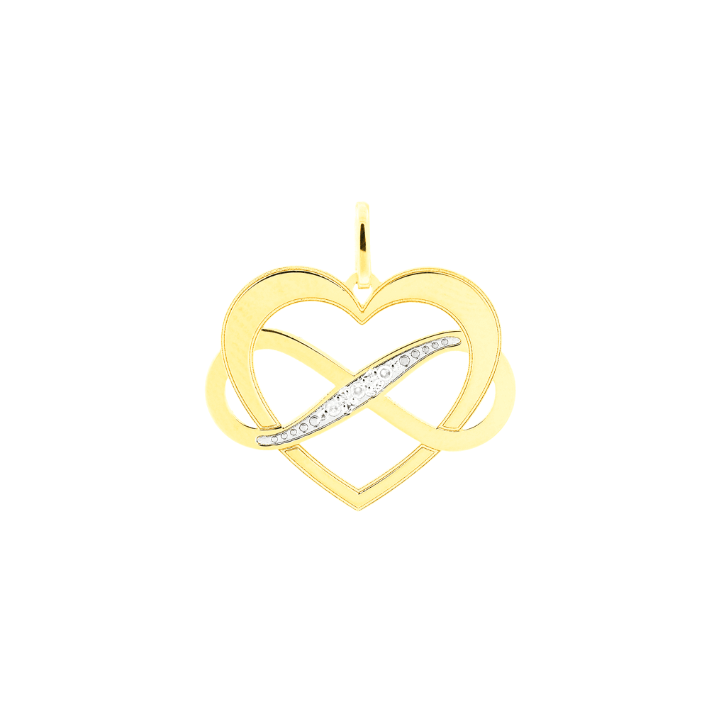 Pingente de Ouro 18K Coração com Infinito e Diamantes
