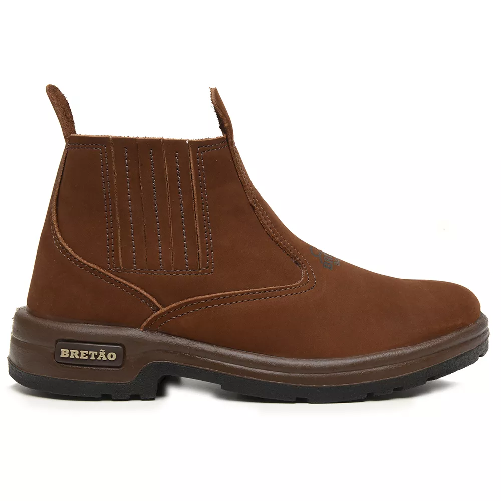 Botina Agrícola Masculina Couro Nobuck Marrom - BRETÃO STORE