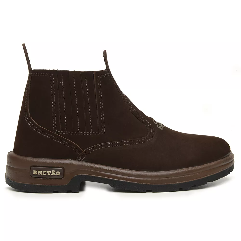 Botina Agrícola Masculina Couro Nobuck Chocolate - BRETÃO STORE