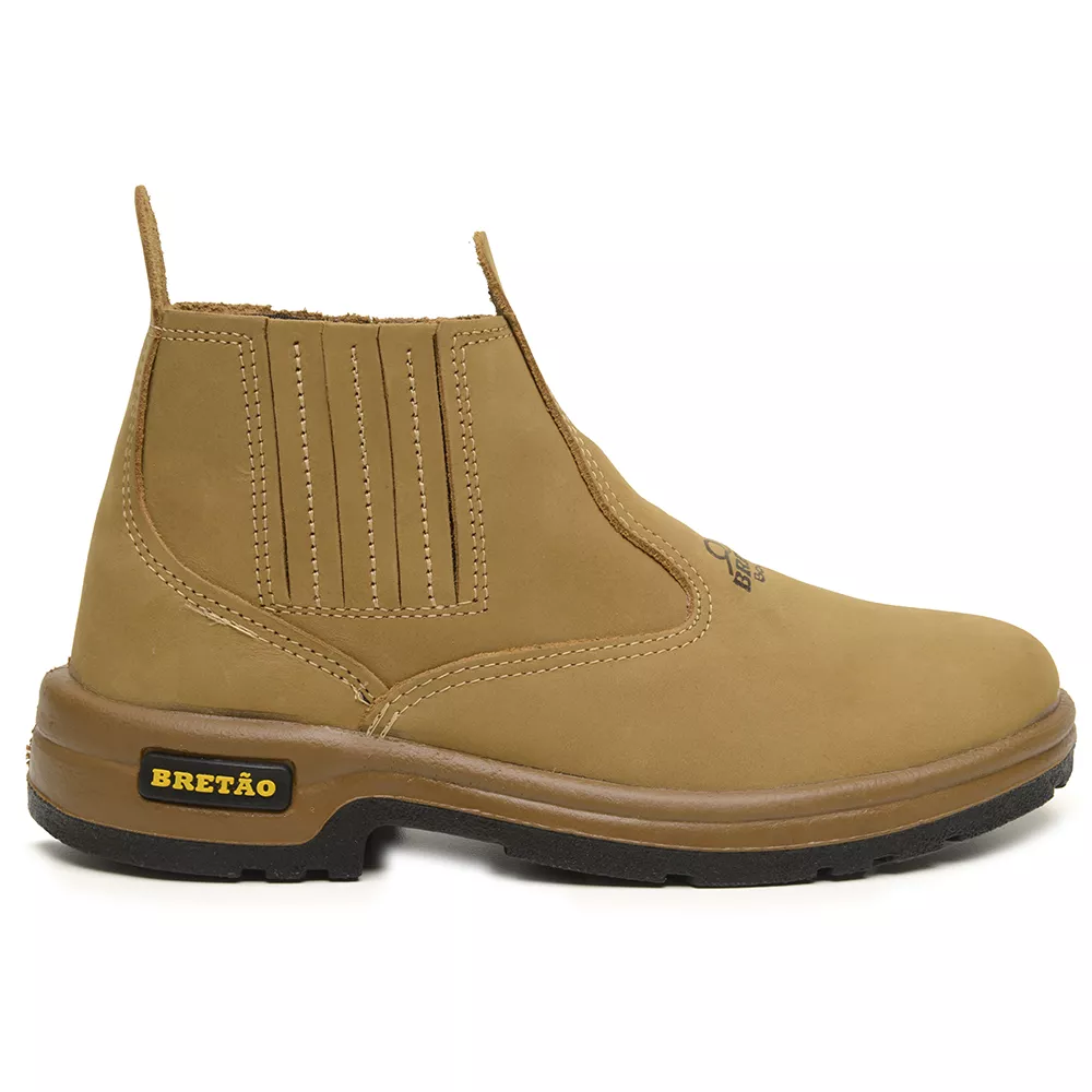 Botina Agrícola Masculina Couro Nobuck Mel - BRETÃO STORE