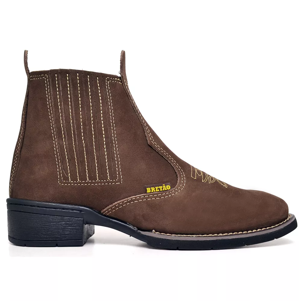 Botina Texana Masculina Em Couro Cano Médio Petról... - BRETÃO STORE
