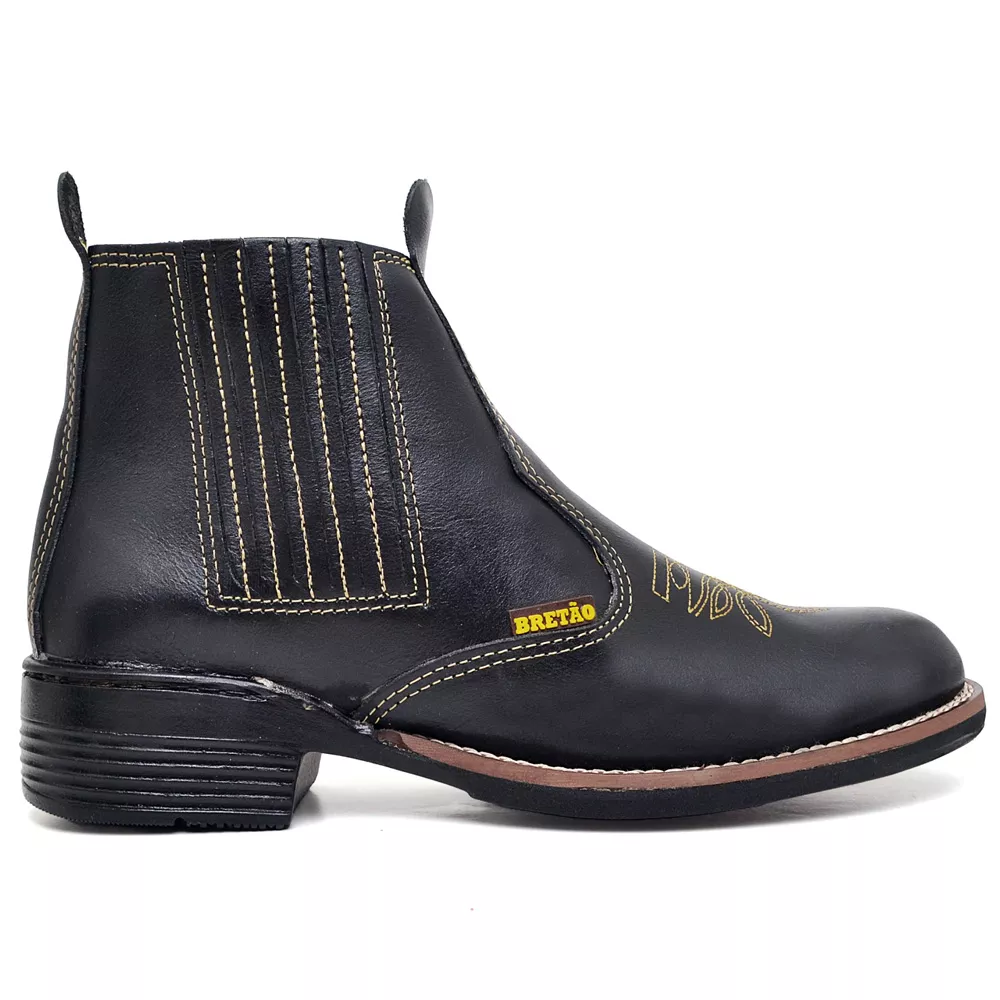 Botina Country Texana Masculina Látego Preto - BRETÃO STORE