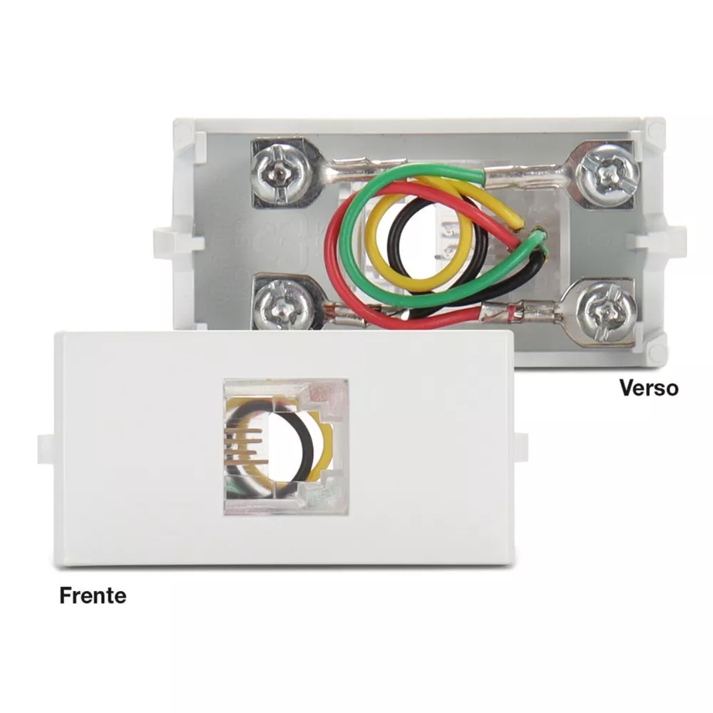 Módulo Tomada Telefone RJ11 4 Fios Branco Sleek Margirius | Broketto ...