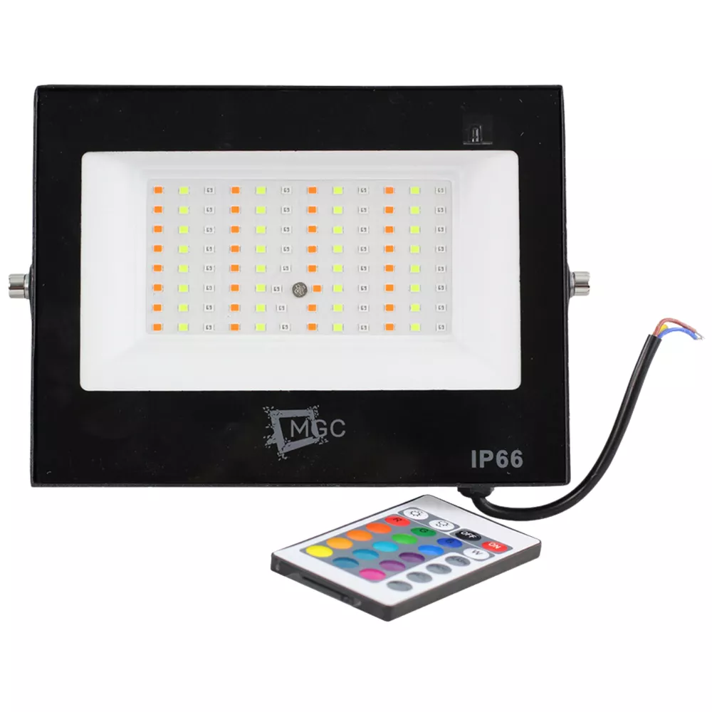 Refletor Led RGB 100W Bivolt Com Controle Remoto | Broketto Materiais ...