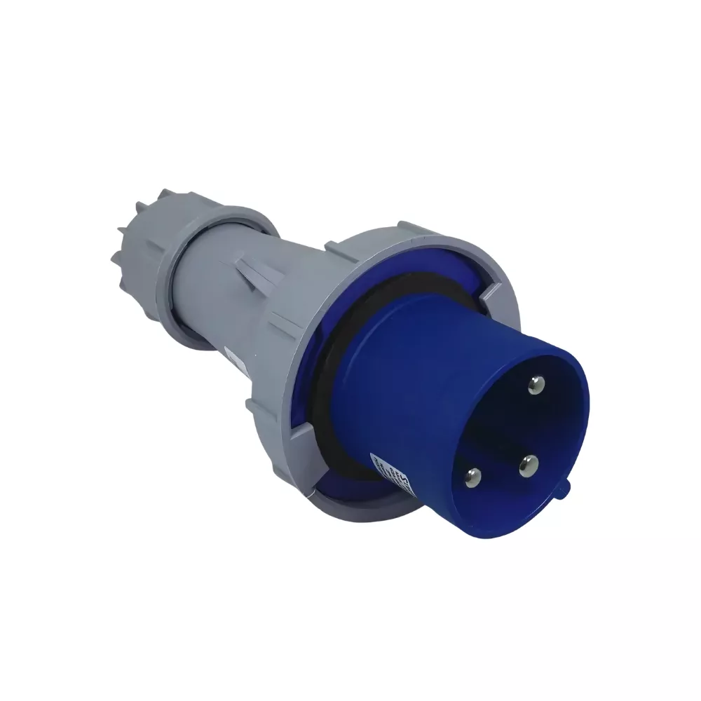 Plugue Tomada Industrial 2P+T 63A 220-240V 6H IP67 Azul | Broketto ...