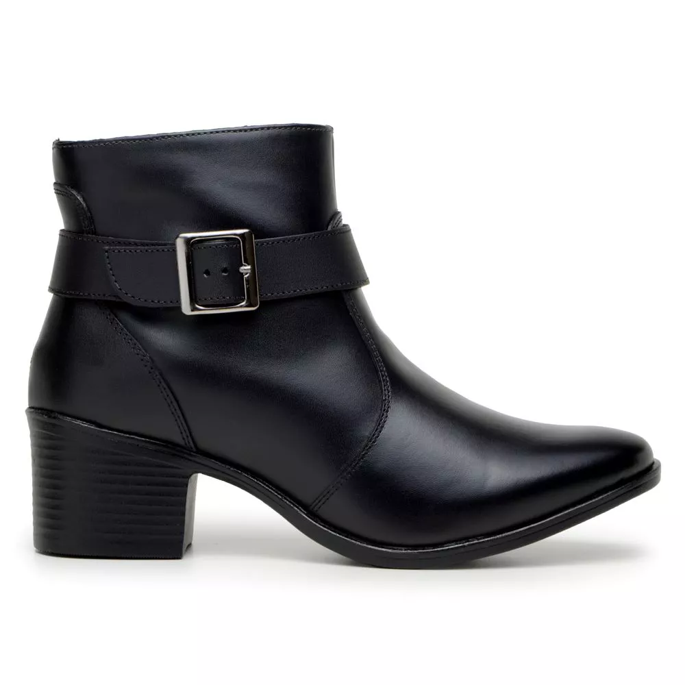 Bota Damers Feminina Cano Curto Couro Legítimo 3 em 1 Preto