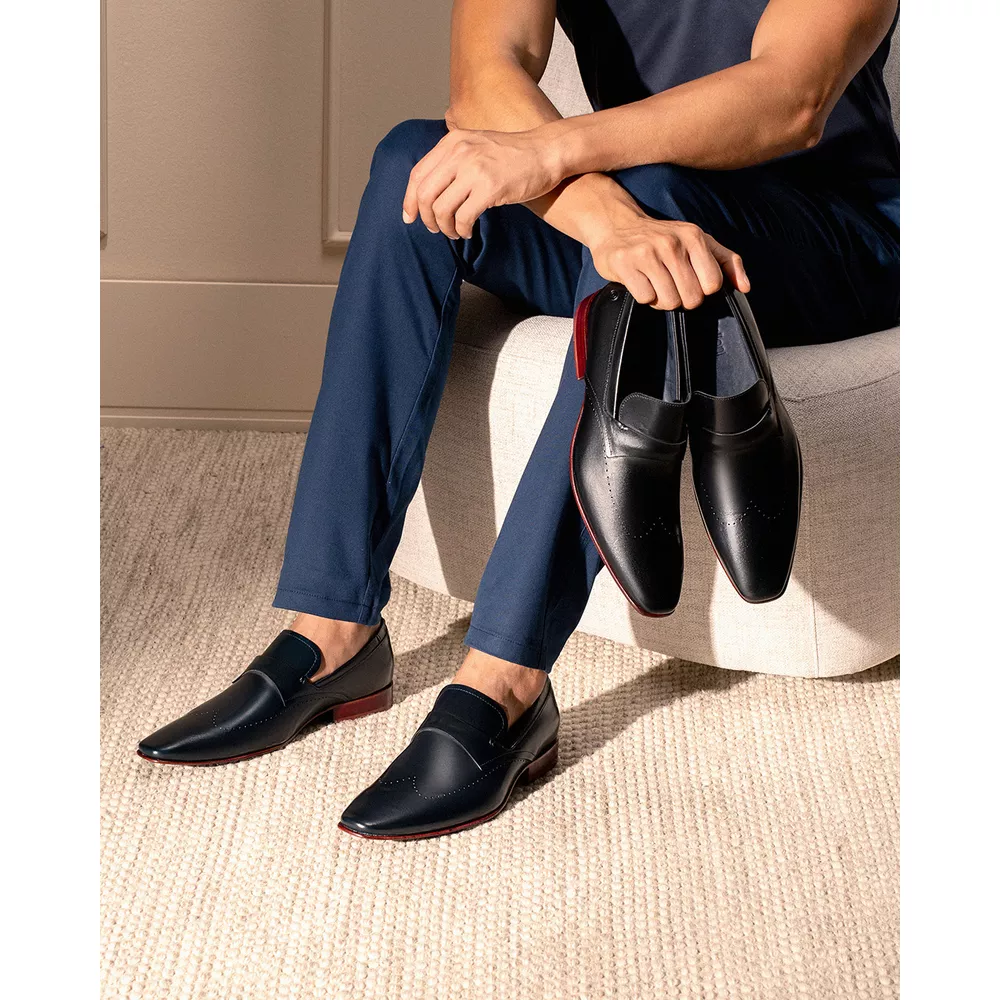 Sapato Social Loafer Armani Marinho Preto | DGalloni