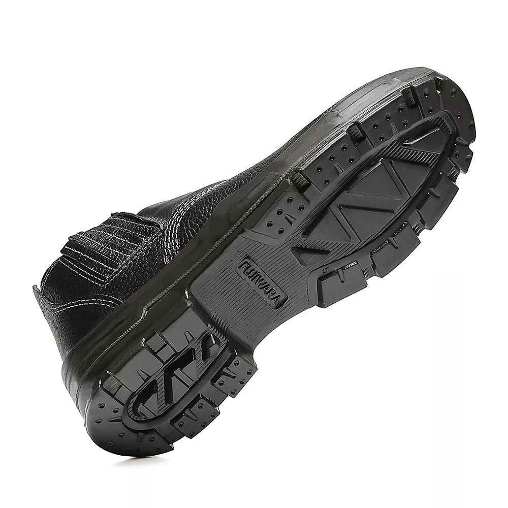 BOTINA PRETA ELASTICO COURO BICO COMPOSITE PU BIDENSIDADE | FUJIWARA