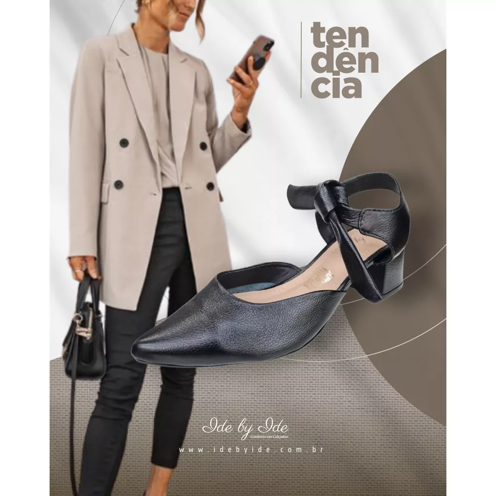 chanel bico fino em couro preto | Ide by Ide
