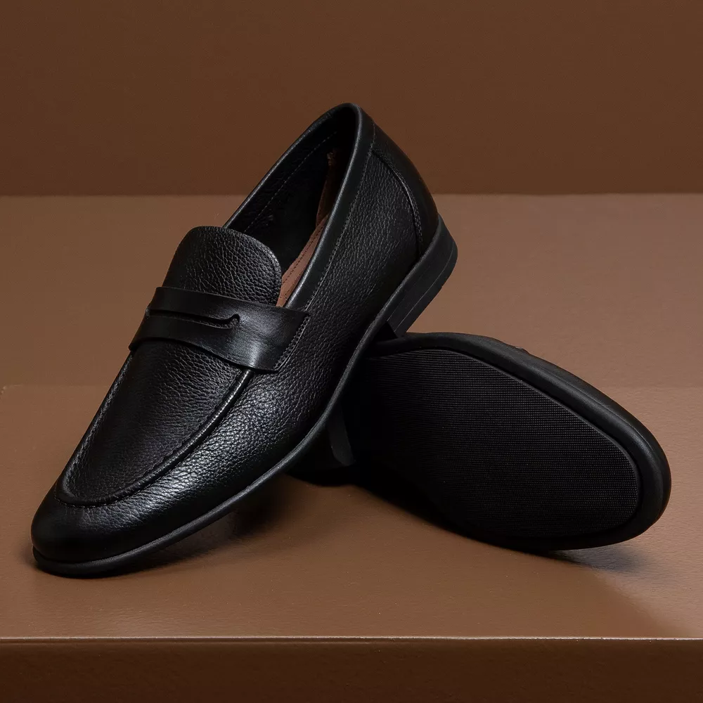 Mocassim Masculino Modena Preto Solado de Borracha | JACOMETTI