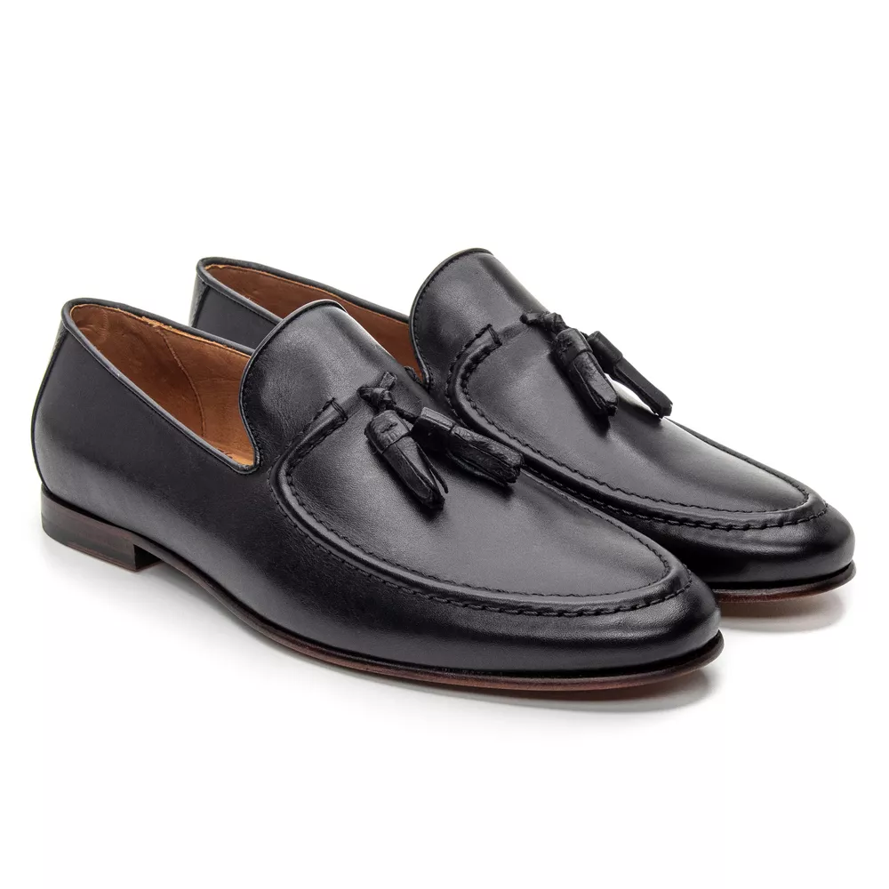 Mocassim Loafer Tassel Napoli Preto | JACOMETTI