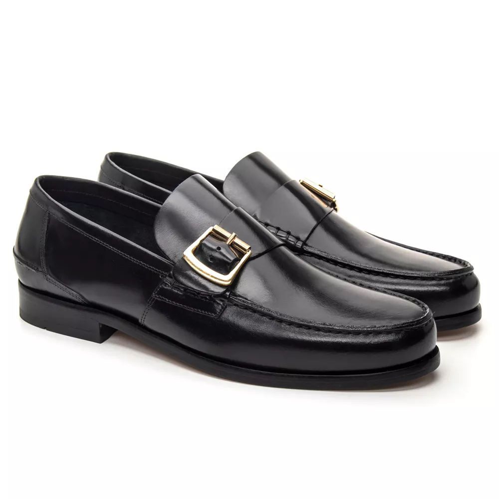 ②オットマン　 macomoco Mocassim Argentino Masculino LF02 Preto | JACOMETTI