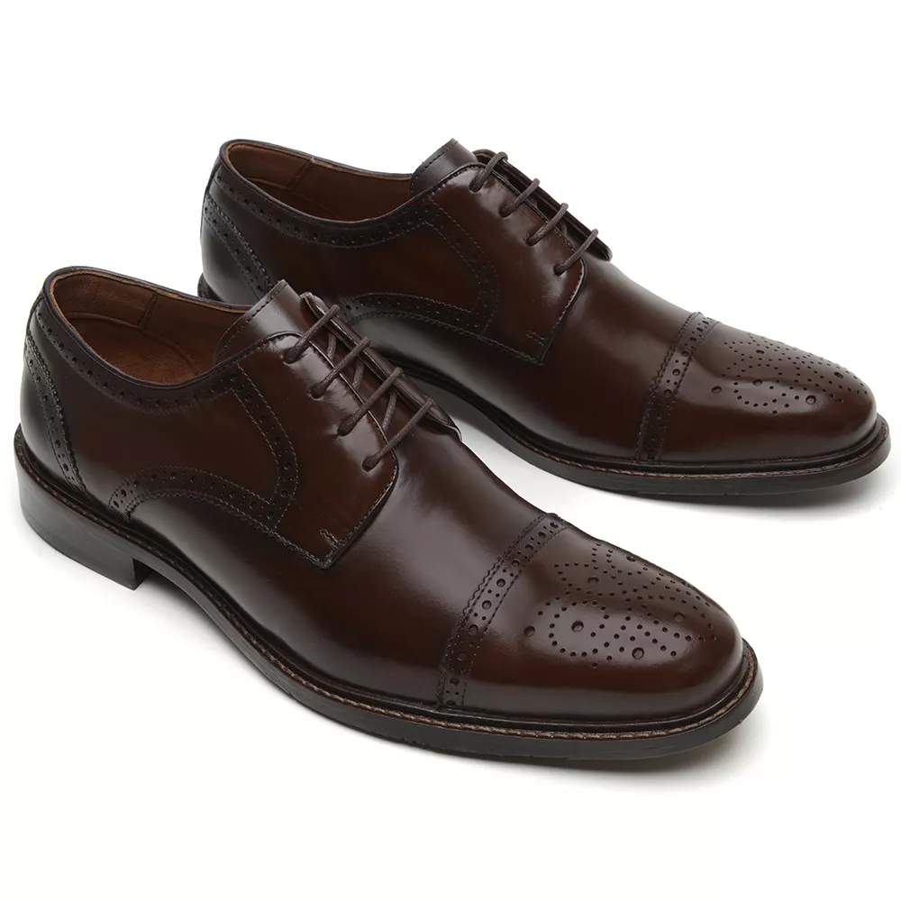 Sapato Derby Brogue Treviso Café | JACOMETTI