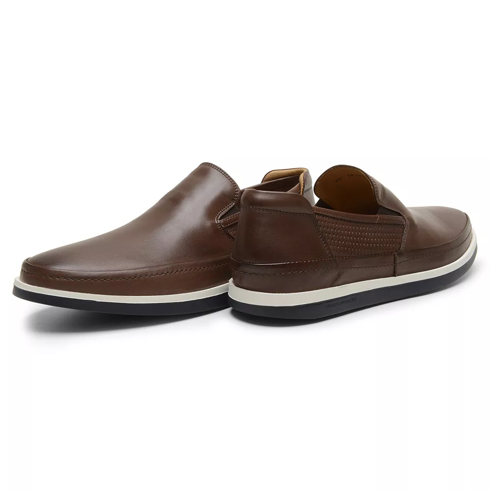 Tênis Casual Masculino de Couro Marrom | JACOMETTI