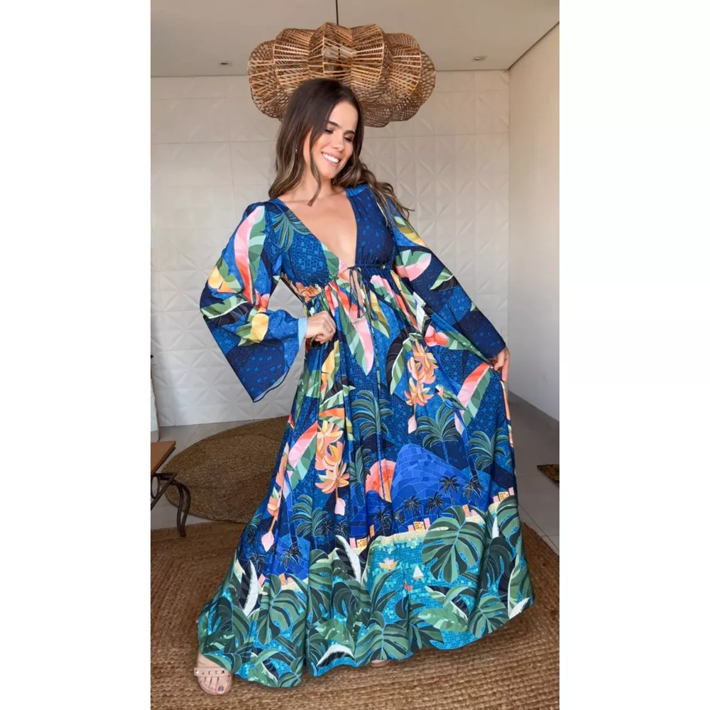 Vestido Cropped Rio De Mosaico Estampado