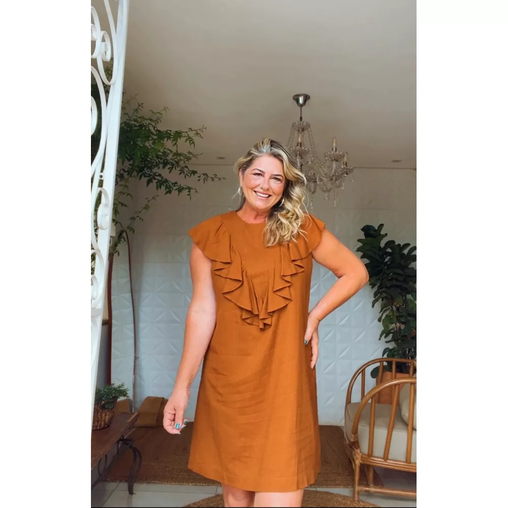 Vestido Vilma Chiclé Marrom