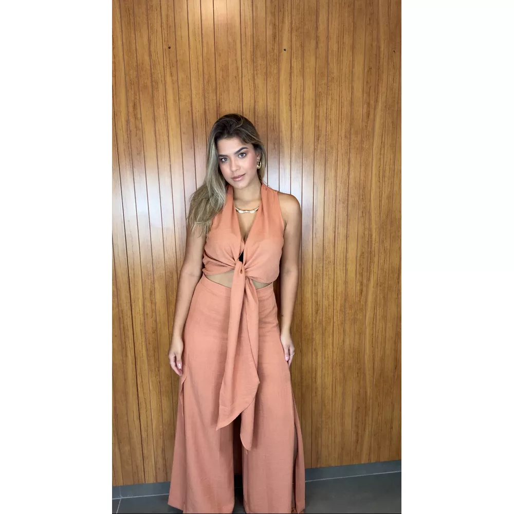 Conjunto Top E Calça Joanna Terra Cota
