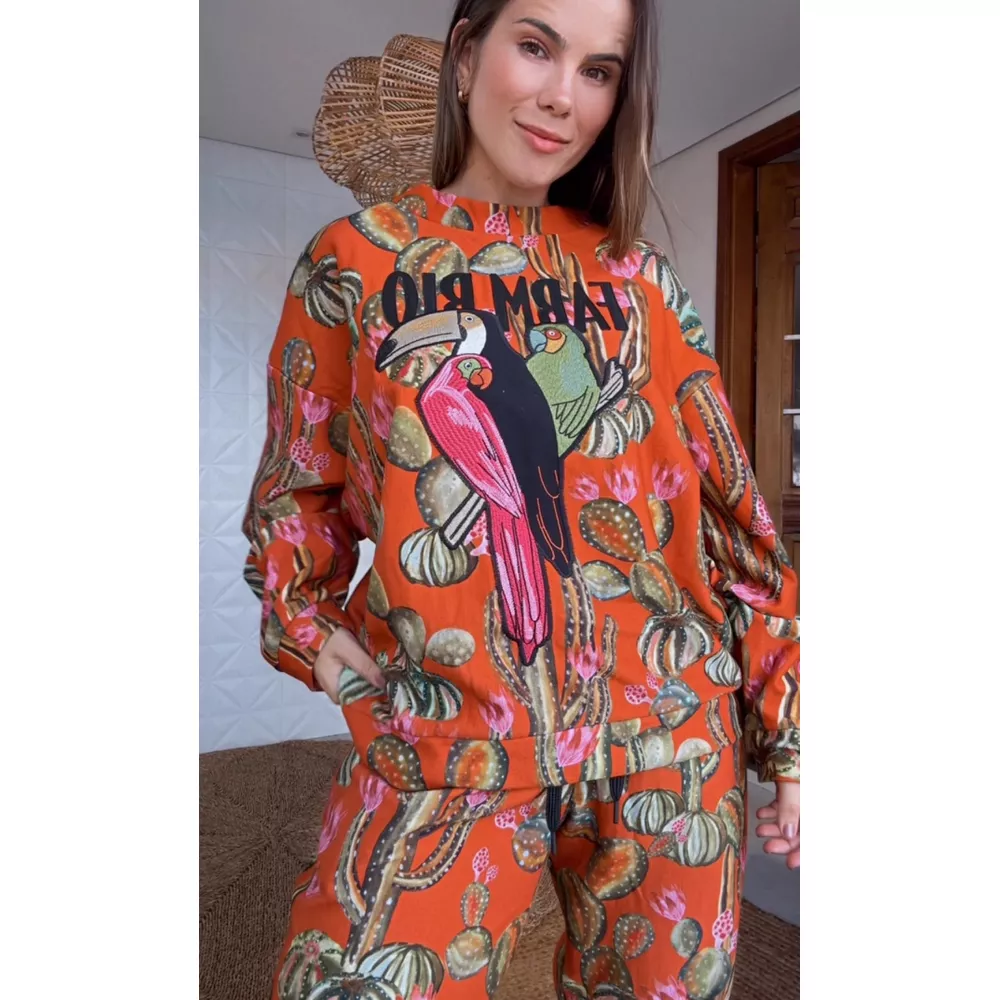 Blusa Moletom Rio Cactos Estampado