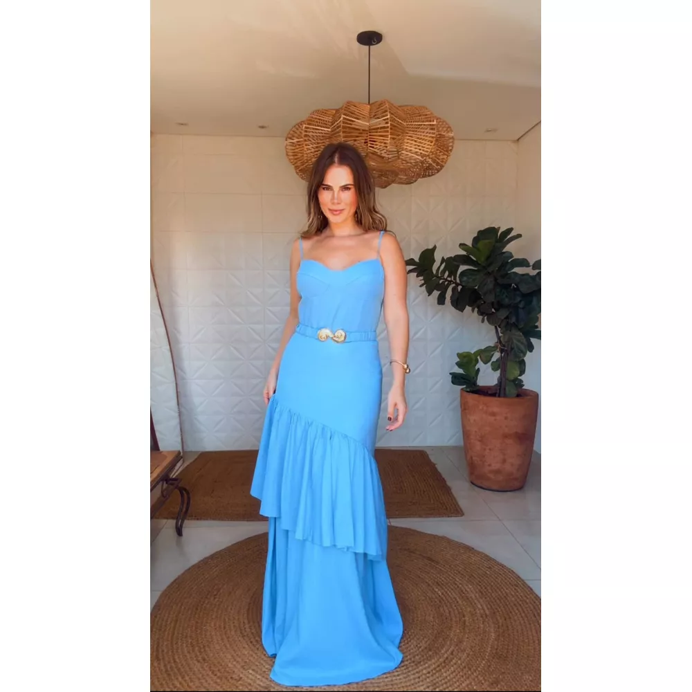 Vestido Estela Chiclé Azul Claro