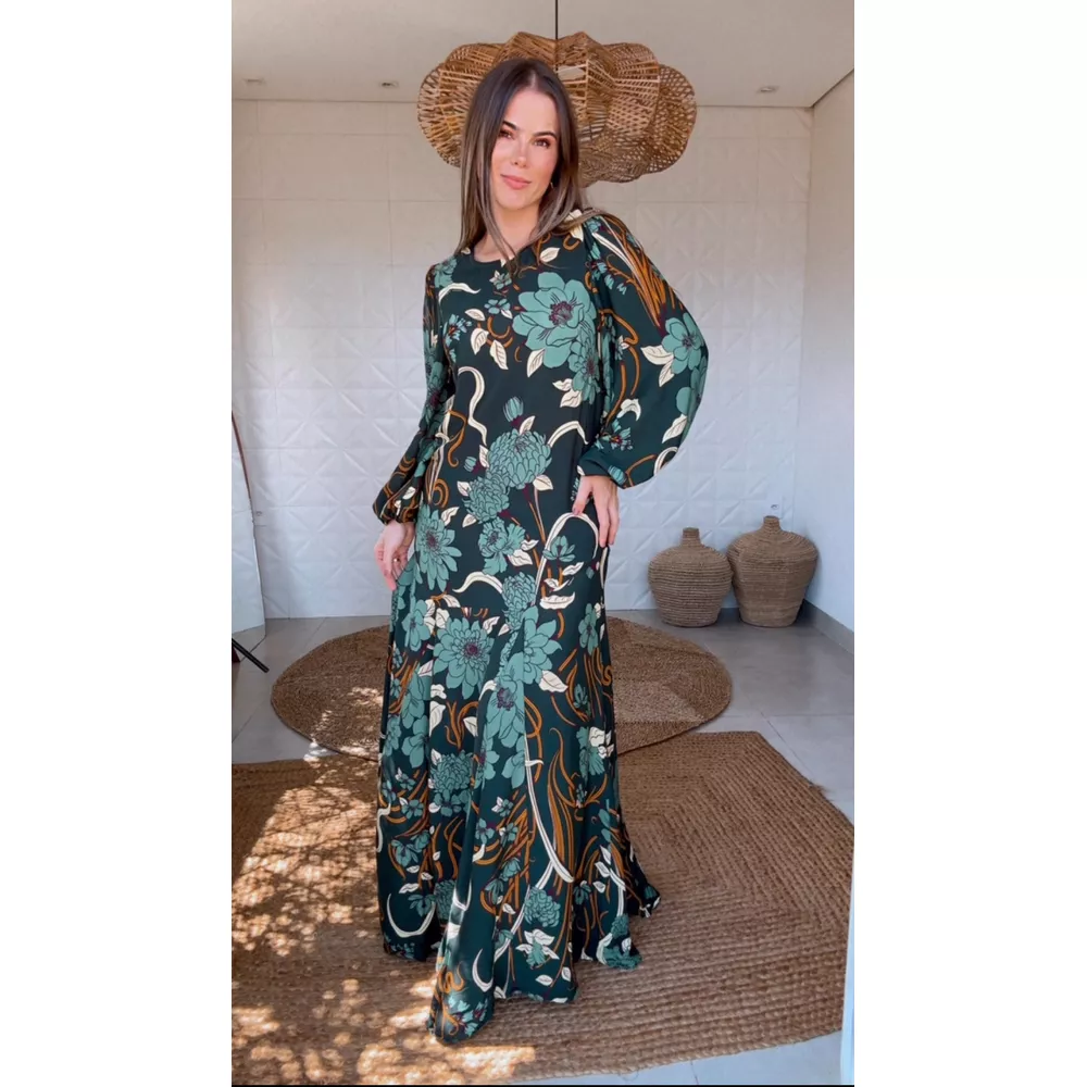 Vestido Longo Mg Beatrice Floral Estampado