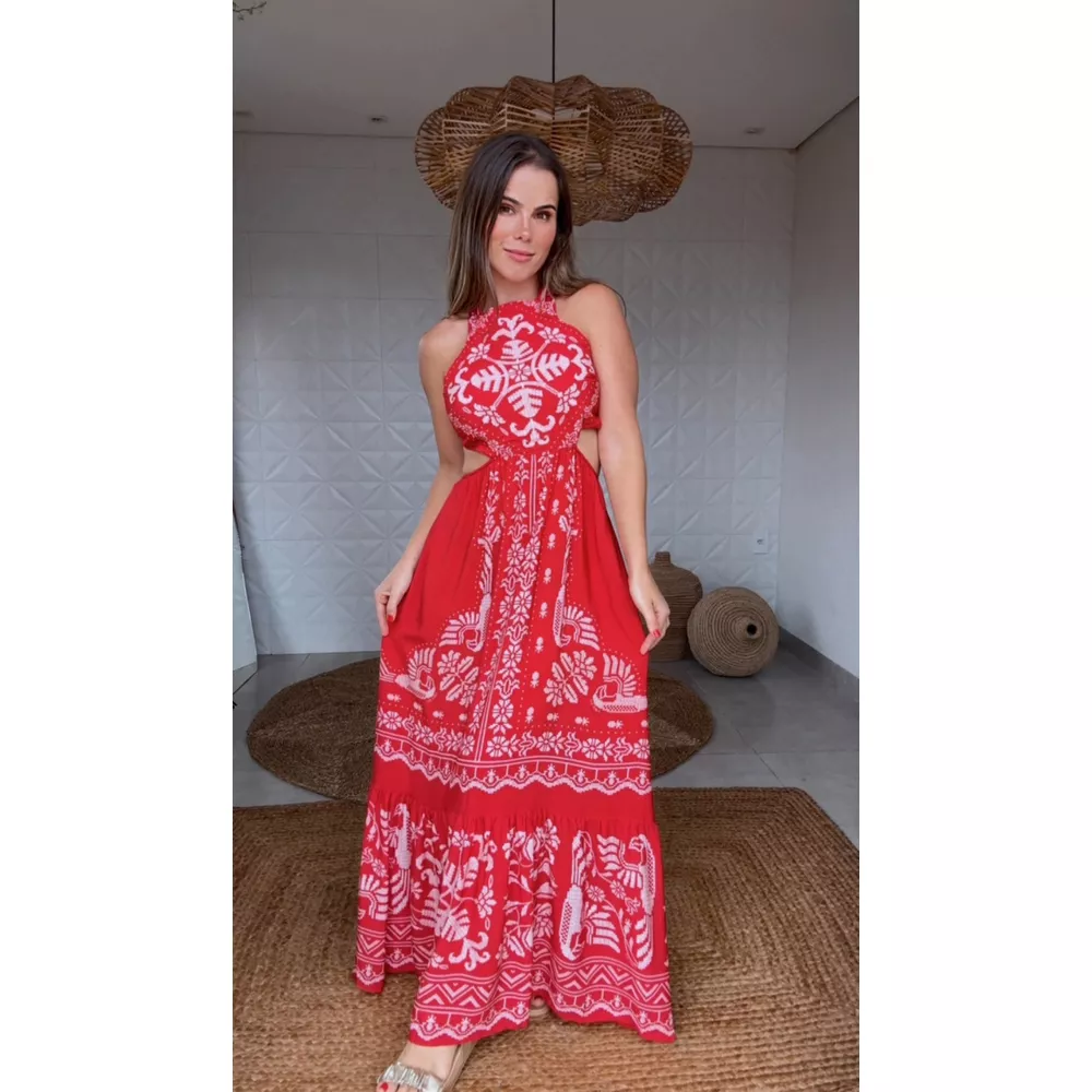 Vestido Longo Relicário Tropical Estampado