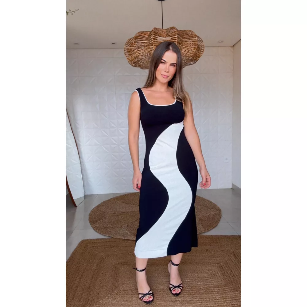 Vestido Recortes Pb 2 Cores
