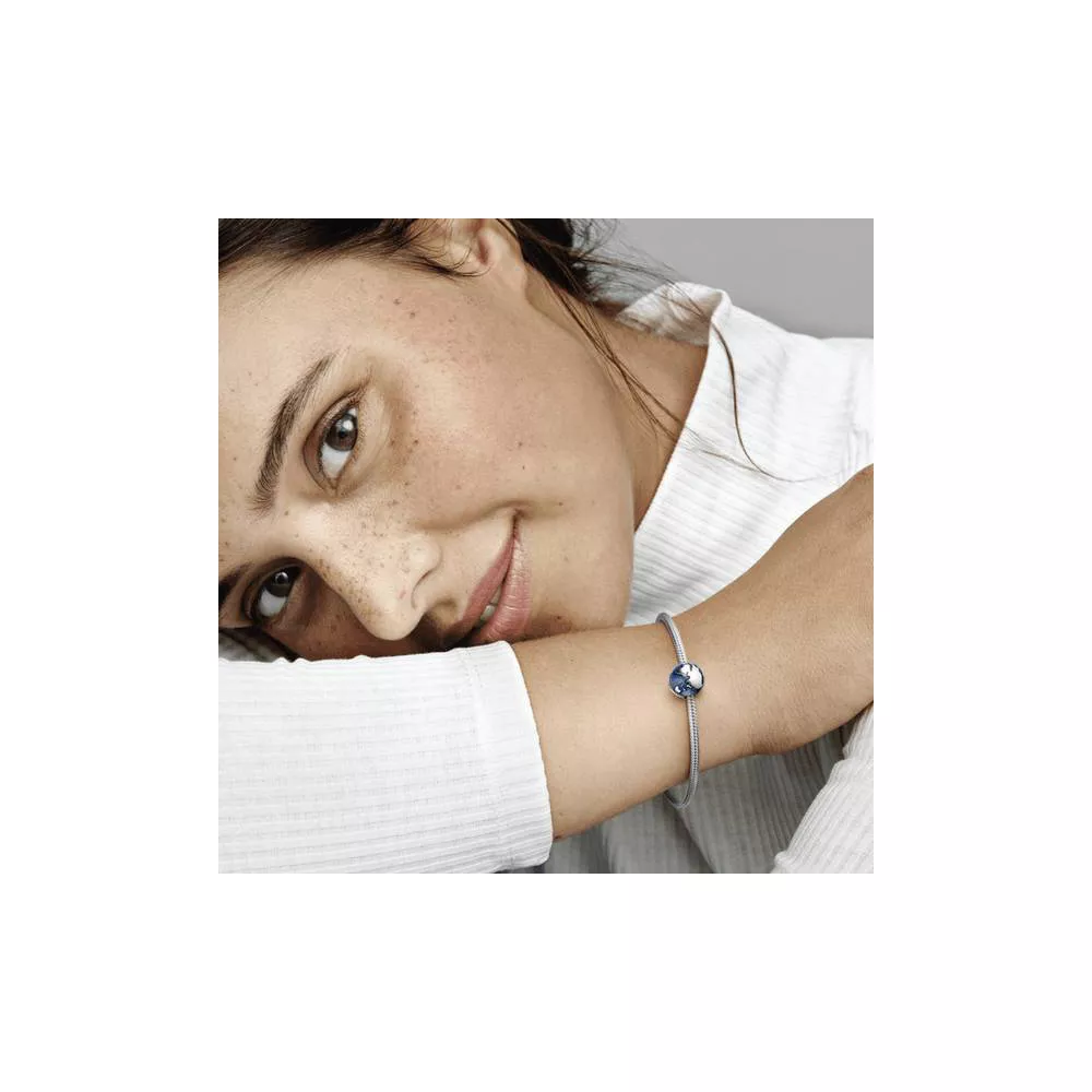 Charm Pandora Com Clip Planeta Azul