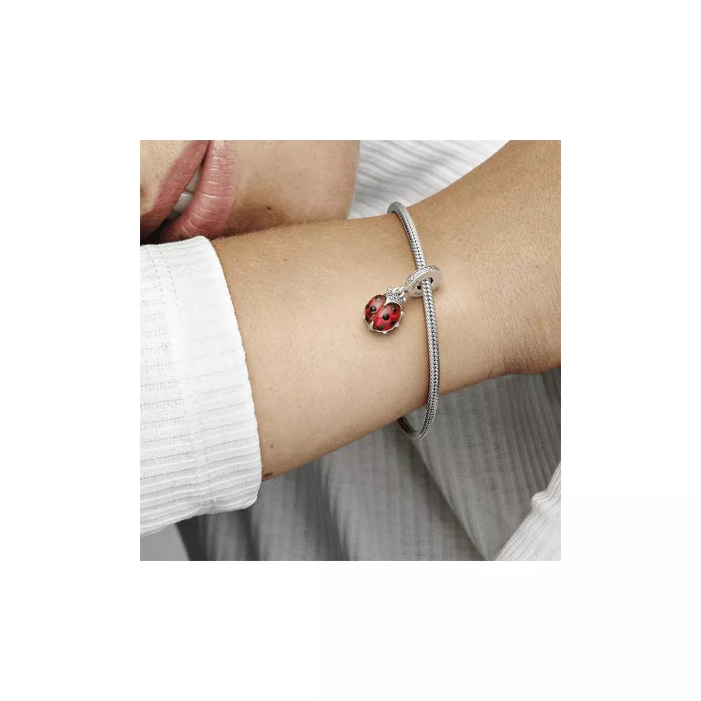Charm Pandora Pendente Joaninha Vermelha em Pavé