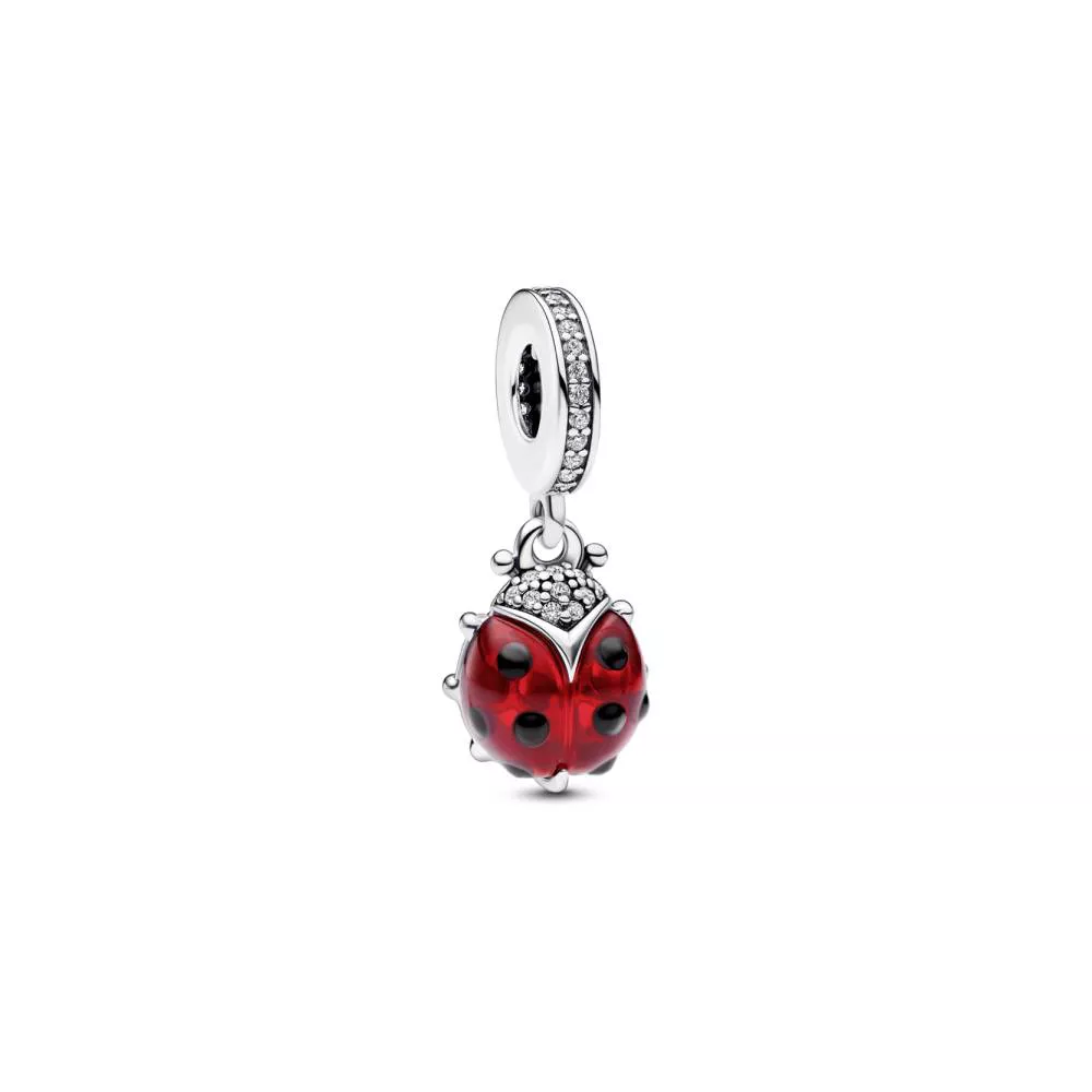 Charm Pandora Pendente Joaninha Vermelha em Pavé