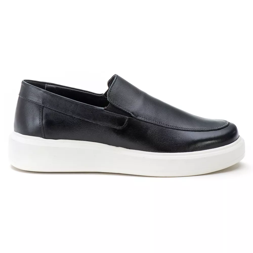 Slip On Masculino Em Couro Milano Preto | Private Label