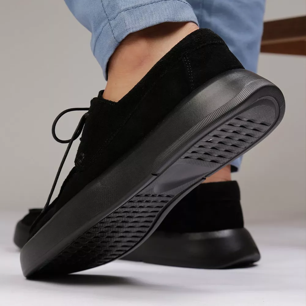 Sapato Masculino Dockside Cadarço Couro Legítimo Camurça All Black