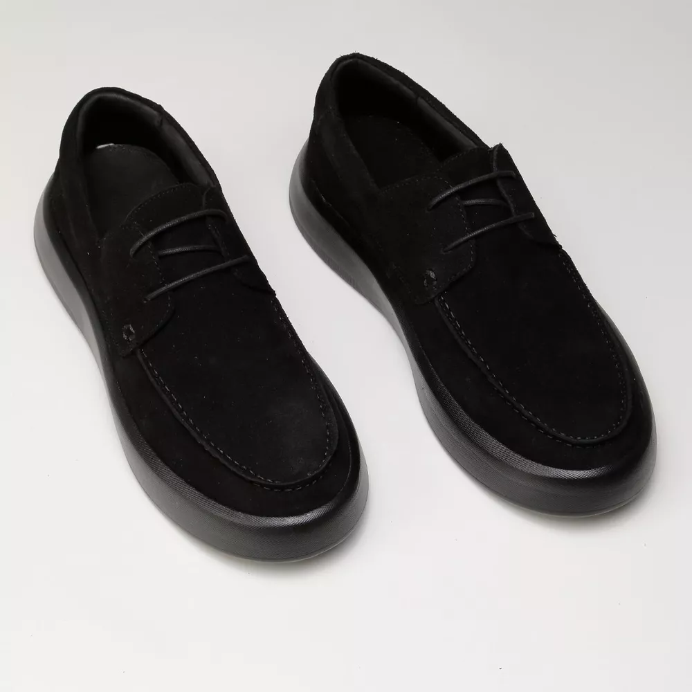 Sapato Masculino Dockside Cadarço Couro Legítimo Camurça All Black