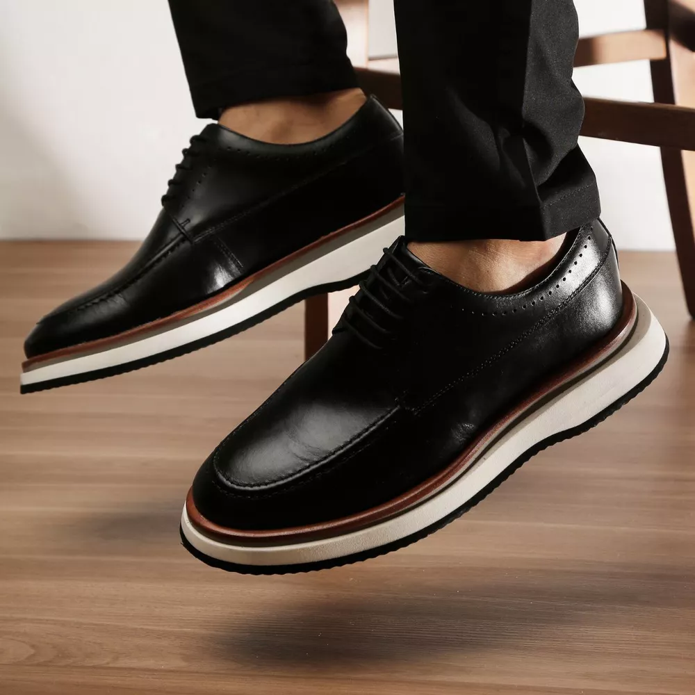 Sapato Loafer Masculino Couro Legítimo Casual Preto Sola Toronto
