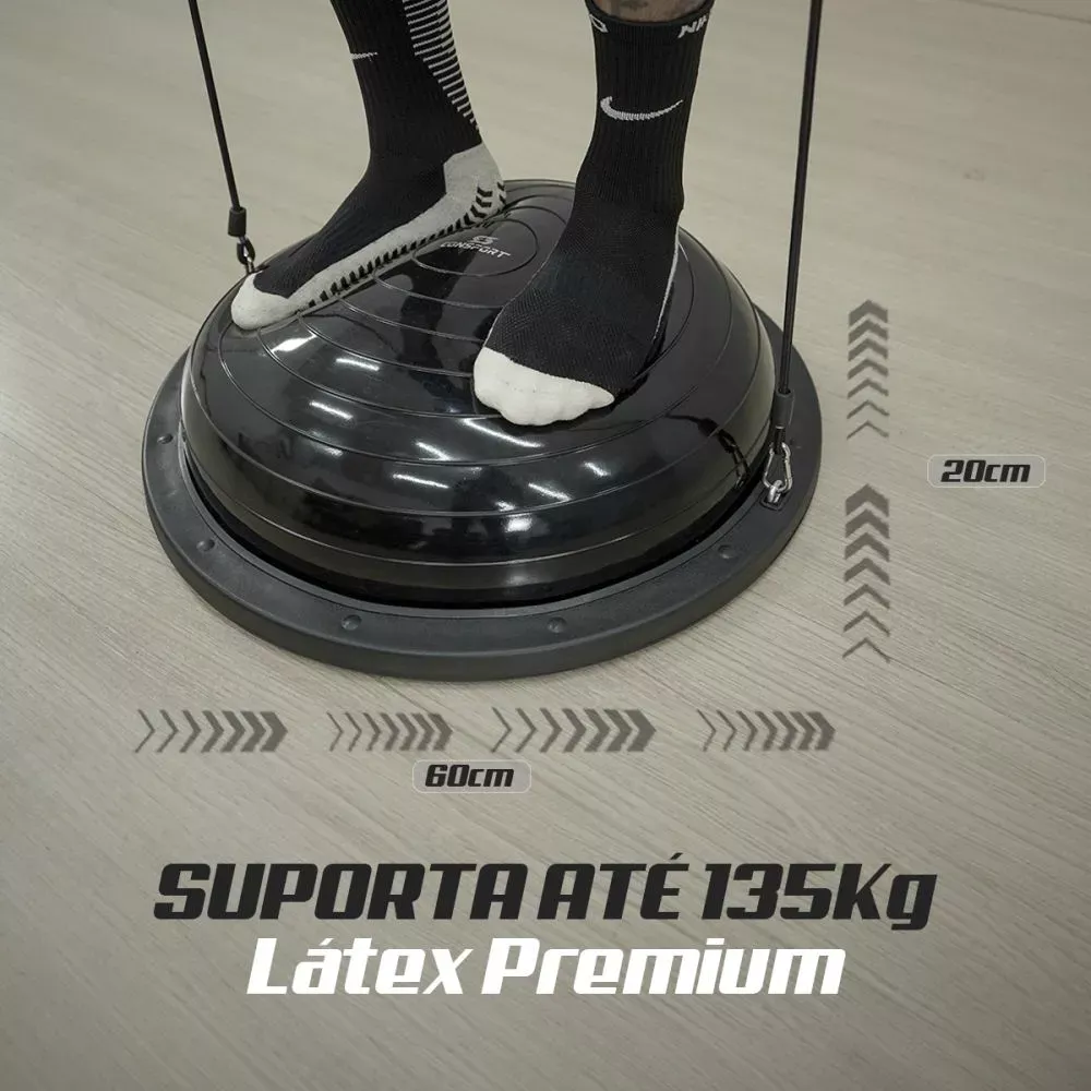 Bola Bosu de Equilíbrio Profissional - Preta - Consport