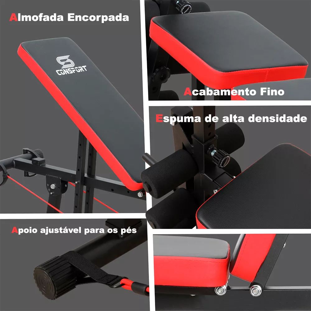 Banco Banqueta de Exercícios Supino Livre Regulável Musculação 7x1
