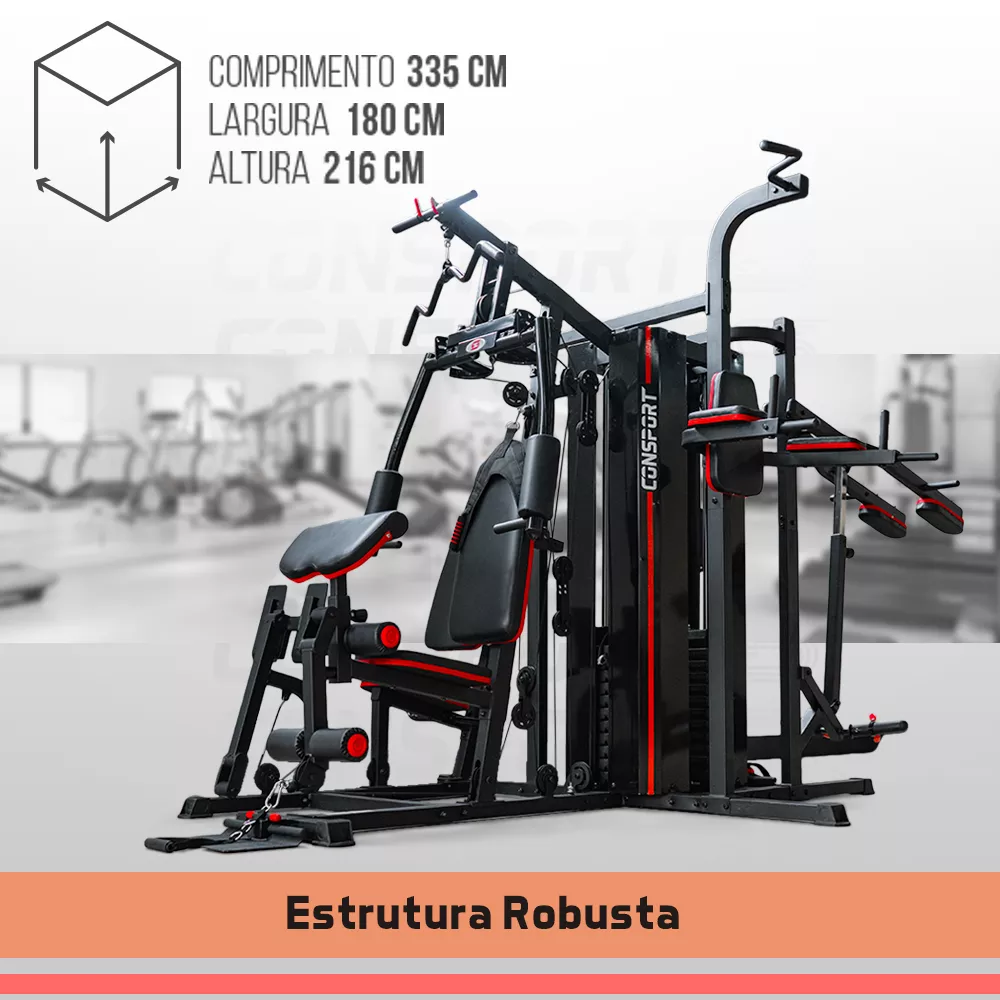 Estação de Musculação Elite Consport Aparelho Multifuncional para Academia e Studio Treino Completo