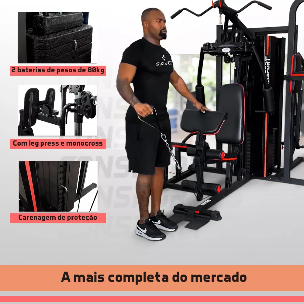 Estação de Musculação Elite Consport Aparelho Multifuncional para Academia e Studio Treino Completo