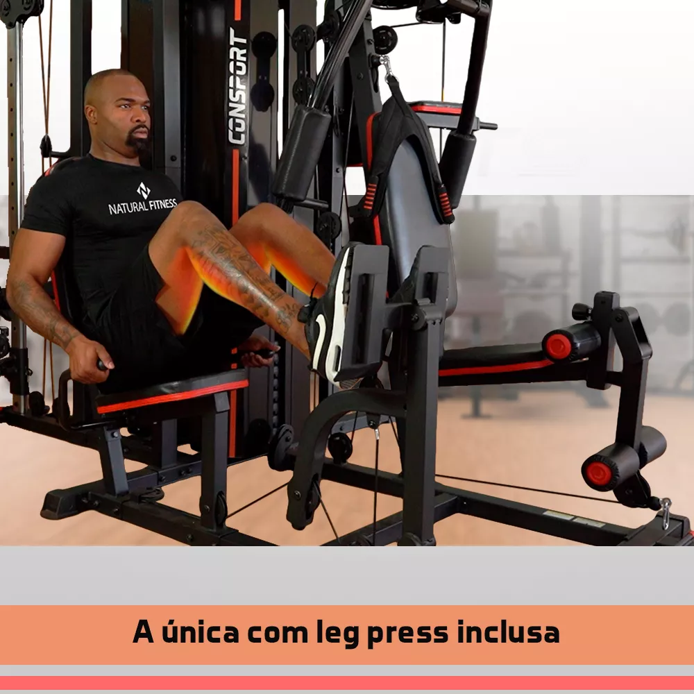 Estação de Musculação Elite Consport Aparelho Multifuncional para Academia e Studio Treino Completo