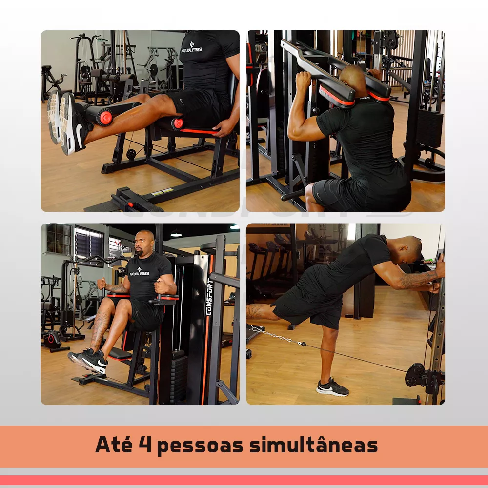 Estação de Musculação Elite Consport Aparelho Multifuncional para Academia e Studio Treino Completo