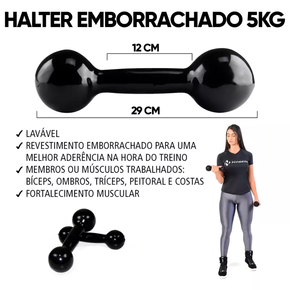 Par de Halter Emborrachado - 5kg