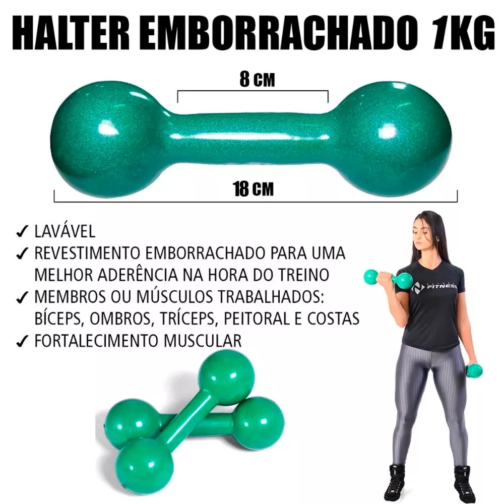 Par de Halter Emborrachado - 1kg