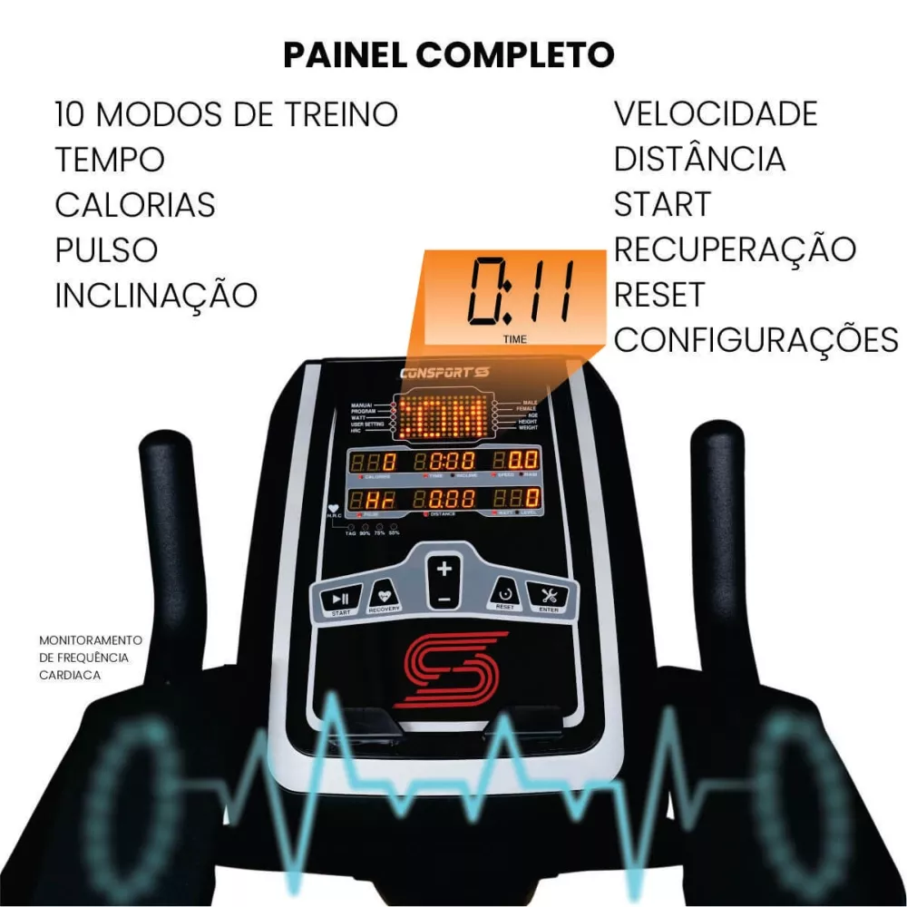 Bicicleta Vertical Profissional Ergométrica V-3000 - Consport