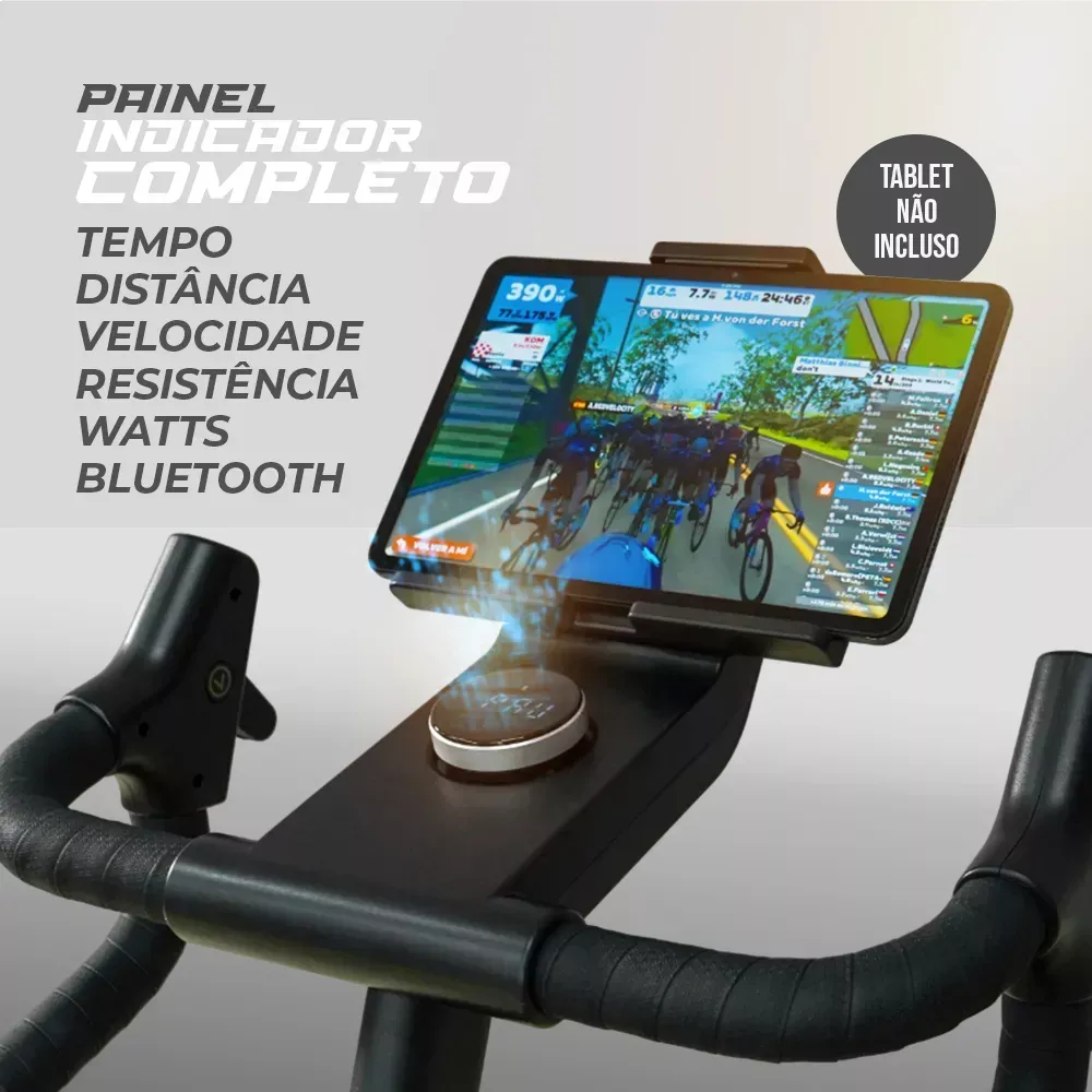 Bicicleta Spinning S-200 Connect Consport – Indoor Bike com Bluetooth, 32 níveis resistência, inclinação ajustável