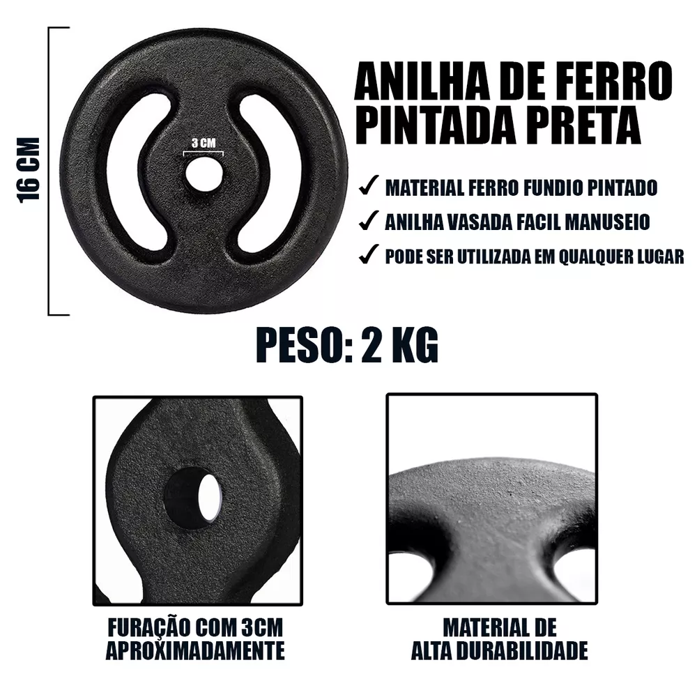 Anilha de Ferro Pintada Vazada - 2kg