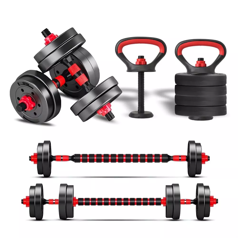 Kit 6 em 1 - Dumbbells, Barras e Kettlebell