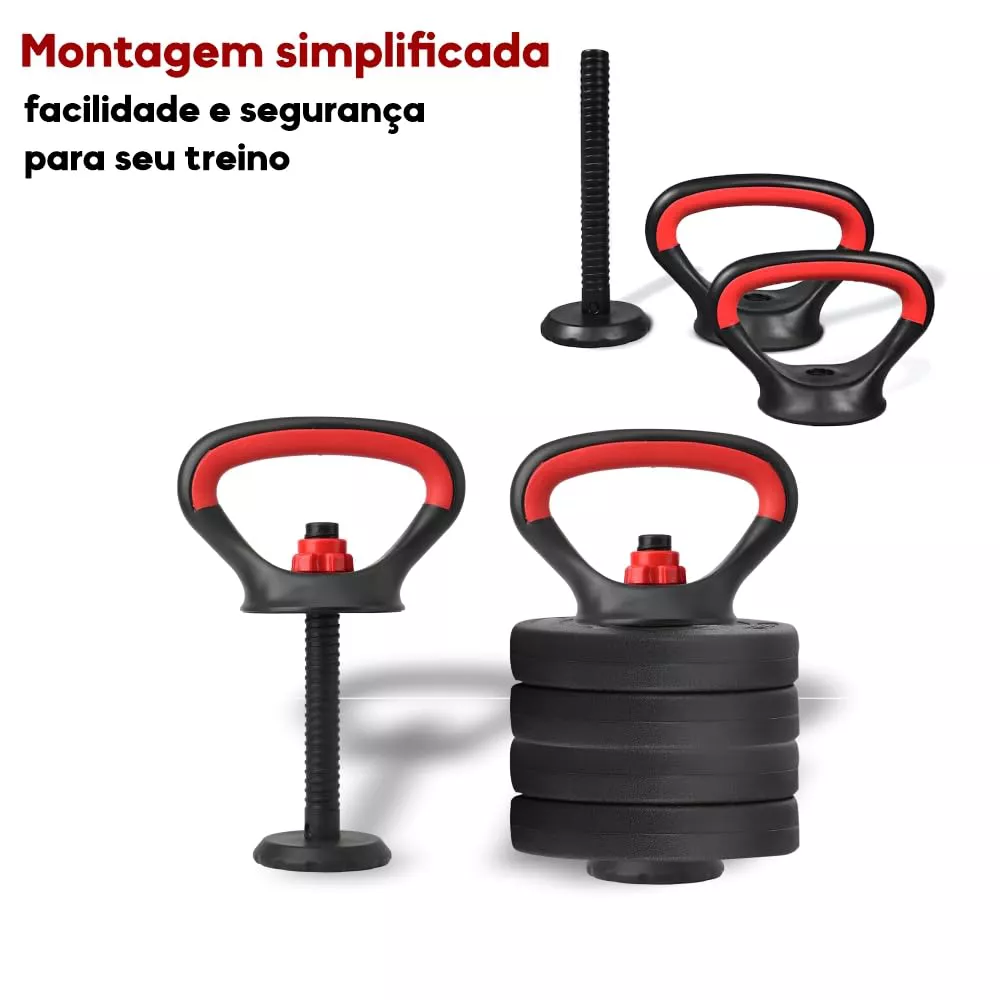 Kit 6 em 1 - Dumbbells, Barras e Kettlebell