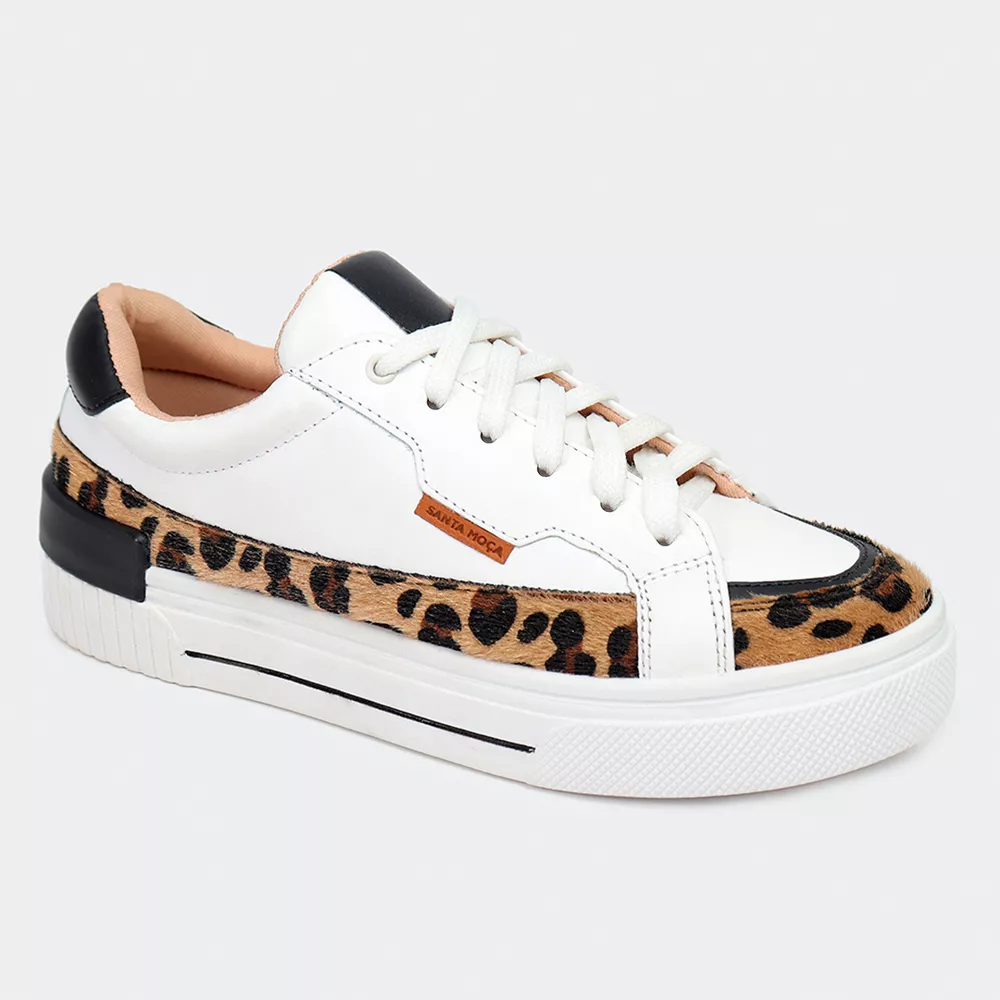Tênis Sky Branco Animal Print Santa Moça - SANTA MOCA