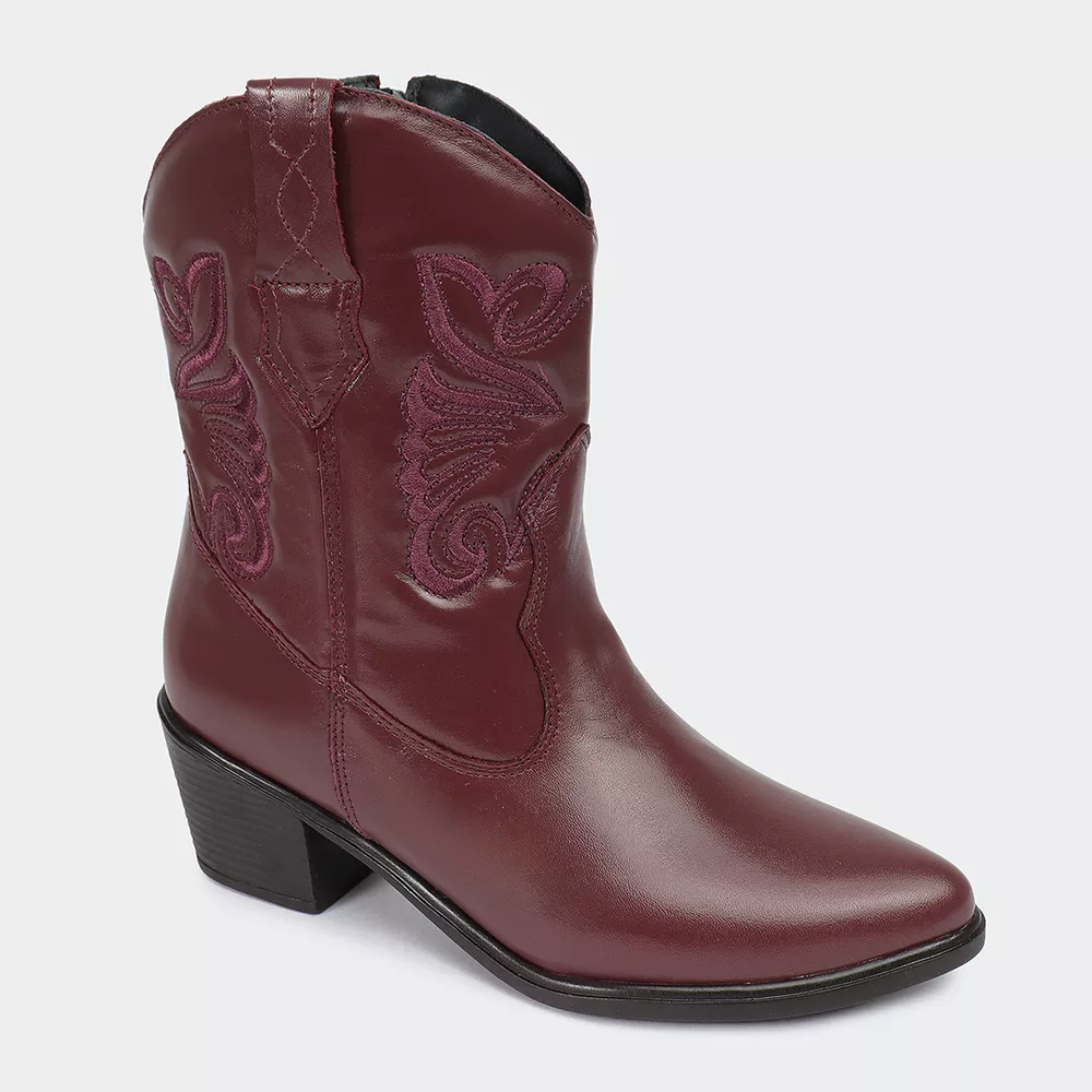 Bota Western Dallas Cano Curto Bordô Santa Moça - SANTA MOCA