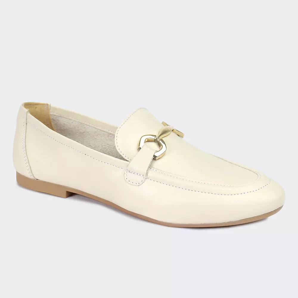 Loafer Metalic Off White Santa Moça - SANTA MOCA